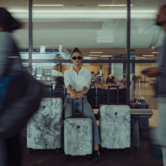 Journey 3G Fashion Spinner™ 3 Piece Luggage Set - Black/White Map