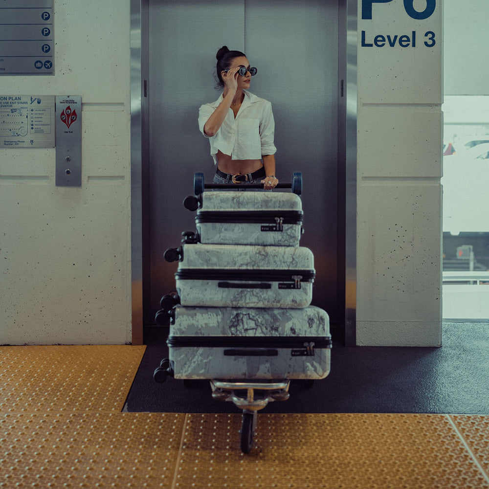 Journey 3G Fashion Spinner™ 3 Piece Luggage Set - Black/White Map