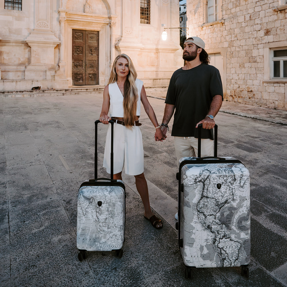 Journey 3G Fashion Spinner™ 30 Inch Luggage - Black/White Map