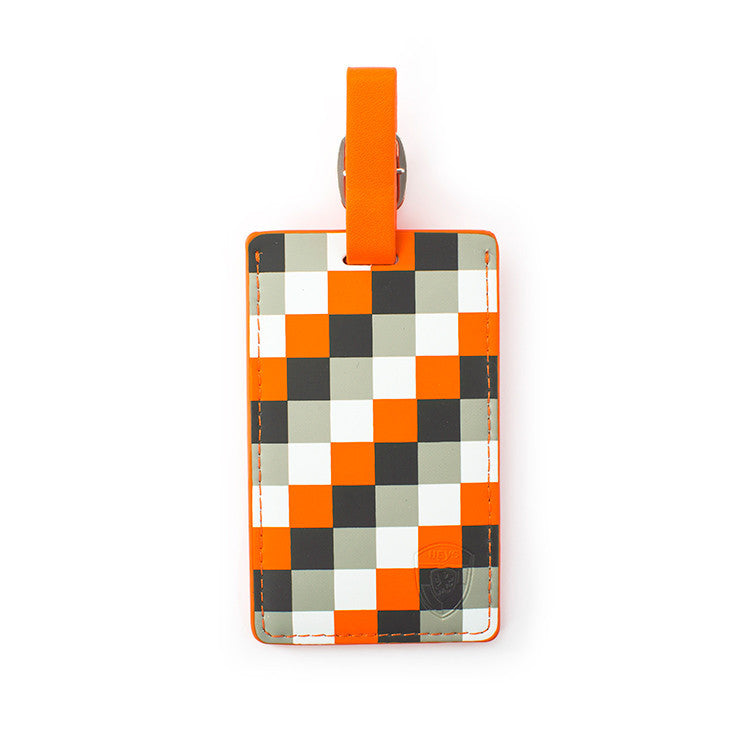 Orange Check Luggage Tag