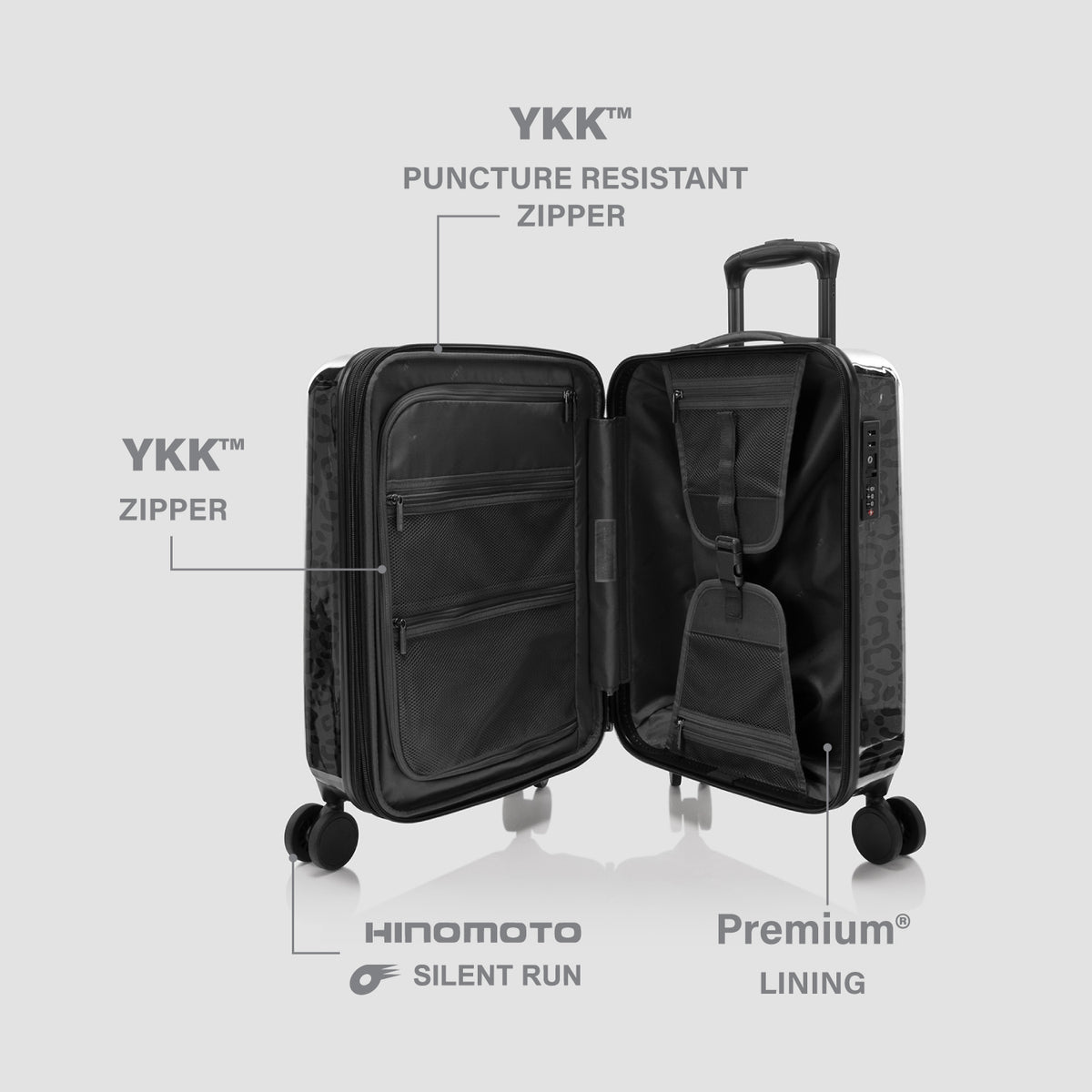 Elite Fashion Spinner® - Black Leopard 21 Inch Carry-On Luggage
