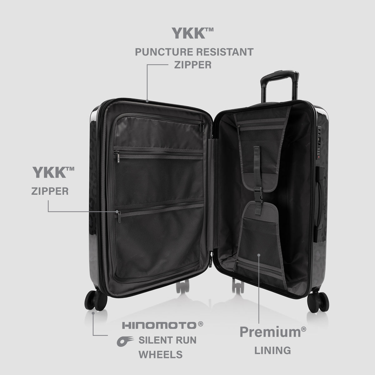 Elite Fashion Spinner® - Black Leopard 3 Piece Luggage Set