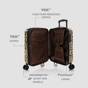 Valise cabine Elite Fashion Spinner® – Léopard marron 21 pouces