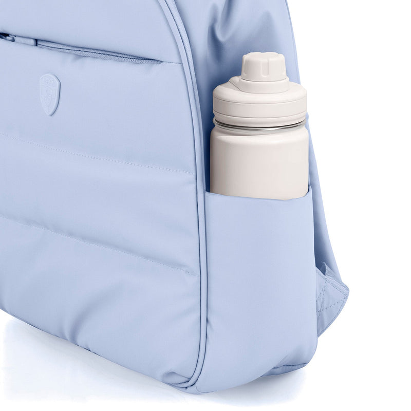 Heys Puffer Backpack Light Blue – boční kapsy