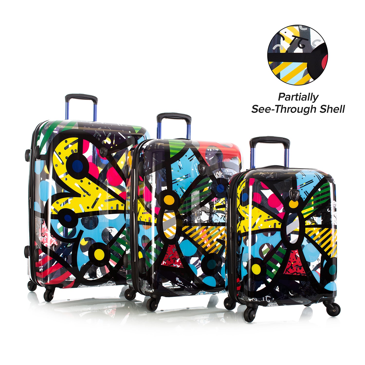 Britto - Butterfly Transparent 3 Piece Luggage Set