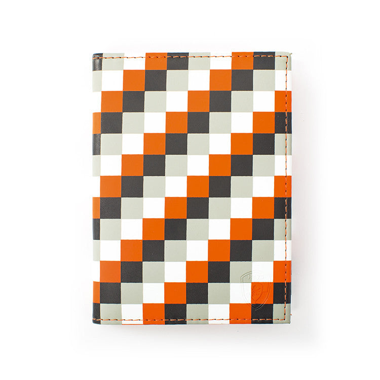 Orange Check Passport Holder