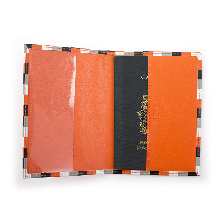 Orange Check Passport Holder