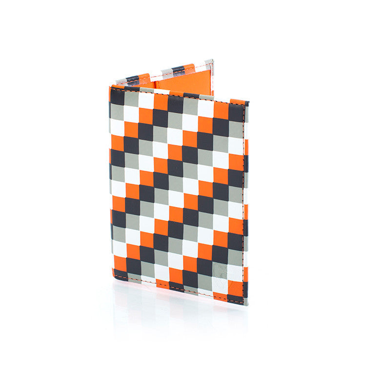 Orange Check Passport Holder