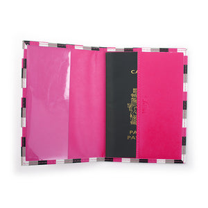 Porte-passeport à carreaux roses