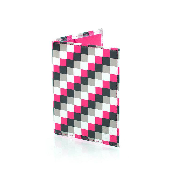 Pink Check Passport Holder